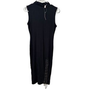 ASOS Maternity Black Bodycon Lace Up Slit Midi Dress Size US 4 NWT